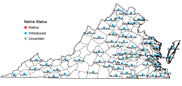 Locations ofPortulaca oleracea L. in Virginia