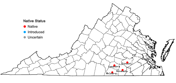 Locations ofPortulaca smallii P. Wilson in Virginia