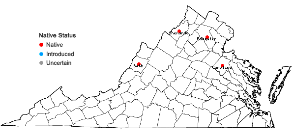 Locations ofRanunculus aquatilis L. var. diffusus Withering in Virginia