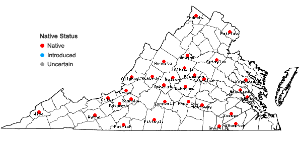 Locations ofReboulia hemisphaerica (L.) Raddi in Virginia