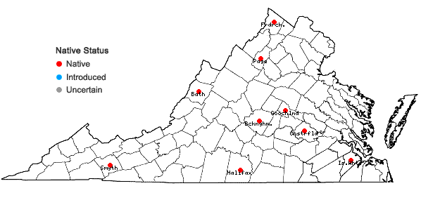 Locations ofRicciocarpos natans (L.) Corda in Virginia