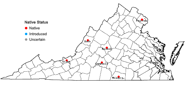 Locations ofRosa carolina L. ssp. subserrulata (Rydb.) W.H. Lewis in Virginia