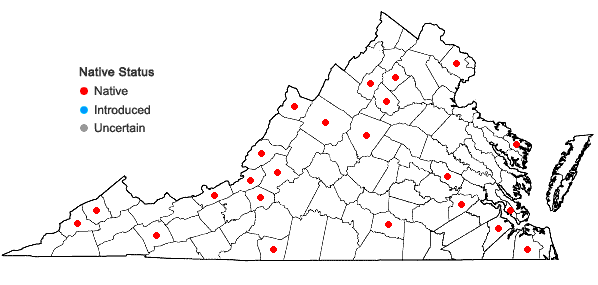 Locations ofRosulabryum capillare (Hedw.) J.R. Spence in Virginia