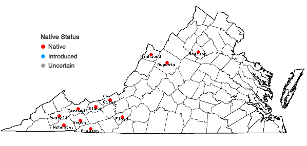 Locations ofRubus canadensis L. in Virginia