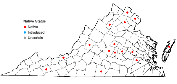 Locations ofRudbeckia laciniata L. var. laciniata in Virginia