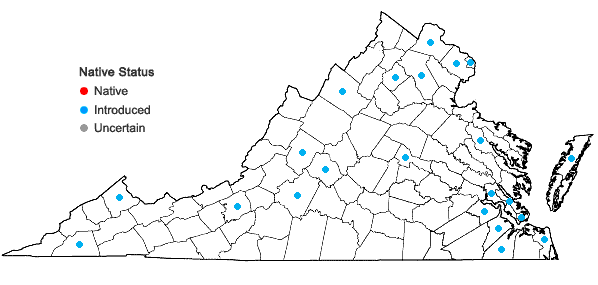 Locations ofSalix fragilis L. in Virginia
