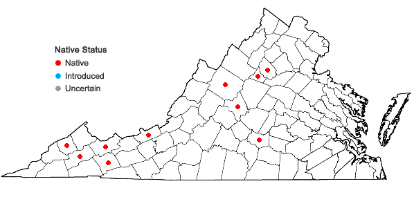 Locations ofSchistidium agassizii Sull. & Lesq. in Virginia