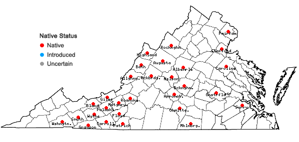 Locations ofScirpus expansus Fernald in Virginia