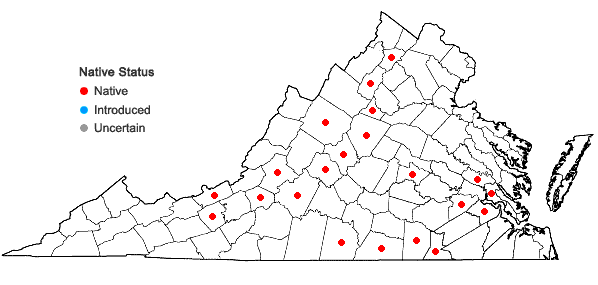 Locations ofScutellaria ovata Hill ssp. ovata in Virginia