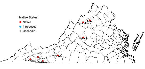 Locations ofSibbaldiopsis tridentata (Ait.) Rydb. in Virginia