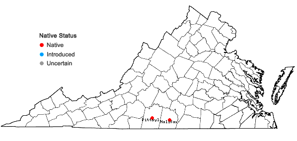 Locations ofSolidago rigida L. var. glabrata E.L. Braun in Virginia