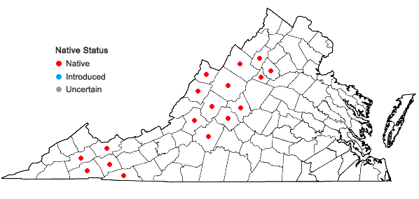 Locations ofStreptopus lanceolatus (Ait.) Reveal in Virginia