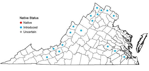 Locations ofTorilis japonica (Houtt.) DC. in Virginia