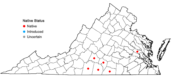 Locations ofTragia urticifolia Michx. in Virginia