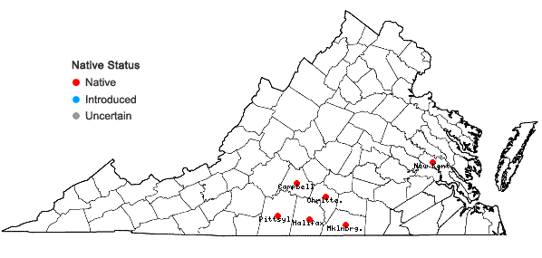 Locations ofTragia urticifolia Michx. in Virginia