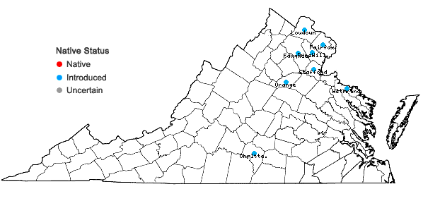 Locations ofTrapa bispinosa Roxb. var. iinumae Nakano in Virginia