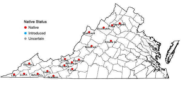 Locations ofTrichostomum tenuirostre (Hook. & Taylor) Lindb. var. tenuirostre in Virginia