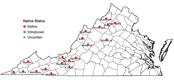 Locations ofTrichostomum tenuirostre (Hook. & Taylor) Lindb. var. tenuirostre in Virginia