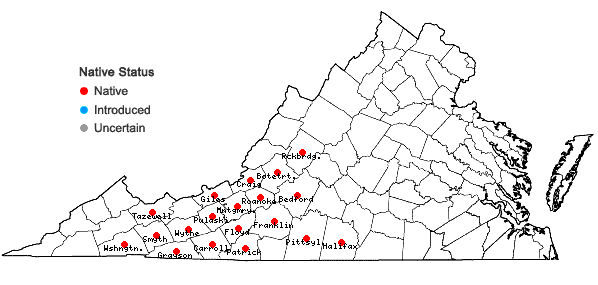 Locations ofTsuga caroliniana Engelm. in Virginia
