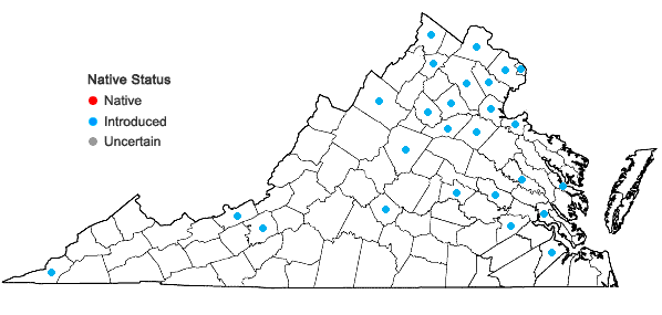 Locations ofVeronica agrestis L. in Virginia