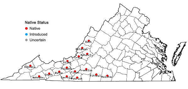 Locations ofWoodsia appalachiana T.M.C. Taylor in Virginia